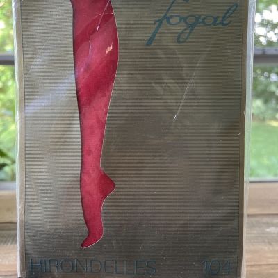 Vintage Fogal Tights Red Hirondelles 104 Small Granada 313 Swallow Pattern